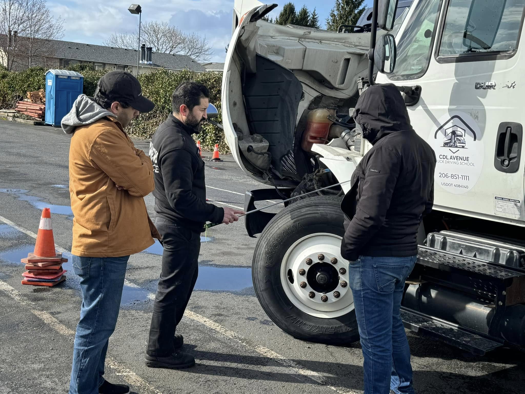 Pre-trip inspection training with students